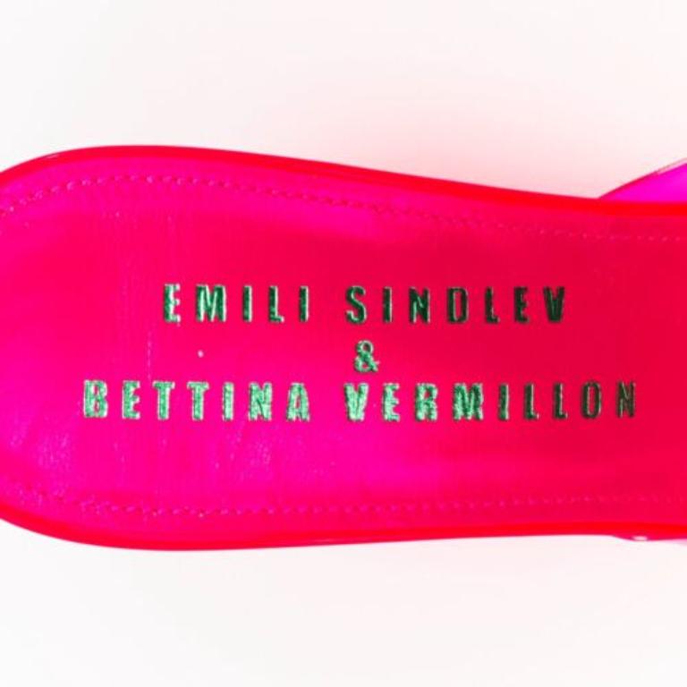 BETTINA VERMILLON Emili Sindlev Britney rosa caliente PVC cuña mules EU37.5 en venta 4