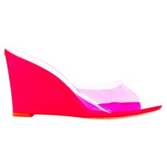 BETTINA VERMILLON Emili Sindlev Britney hot pink PVC wedge mules EU37.5