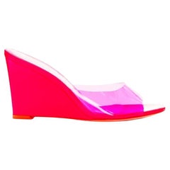 BETTINA VERMILLON Emili Sindlev Britney hot pink PVC wedge mules EU37.5