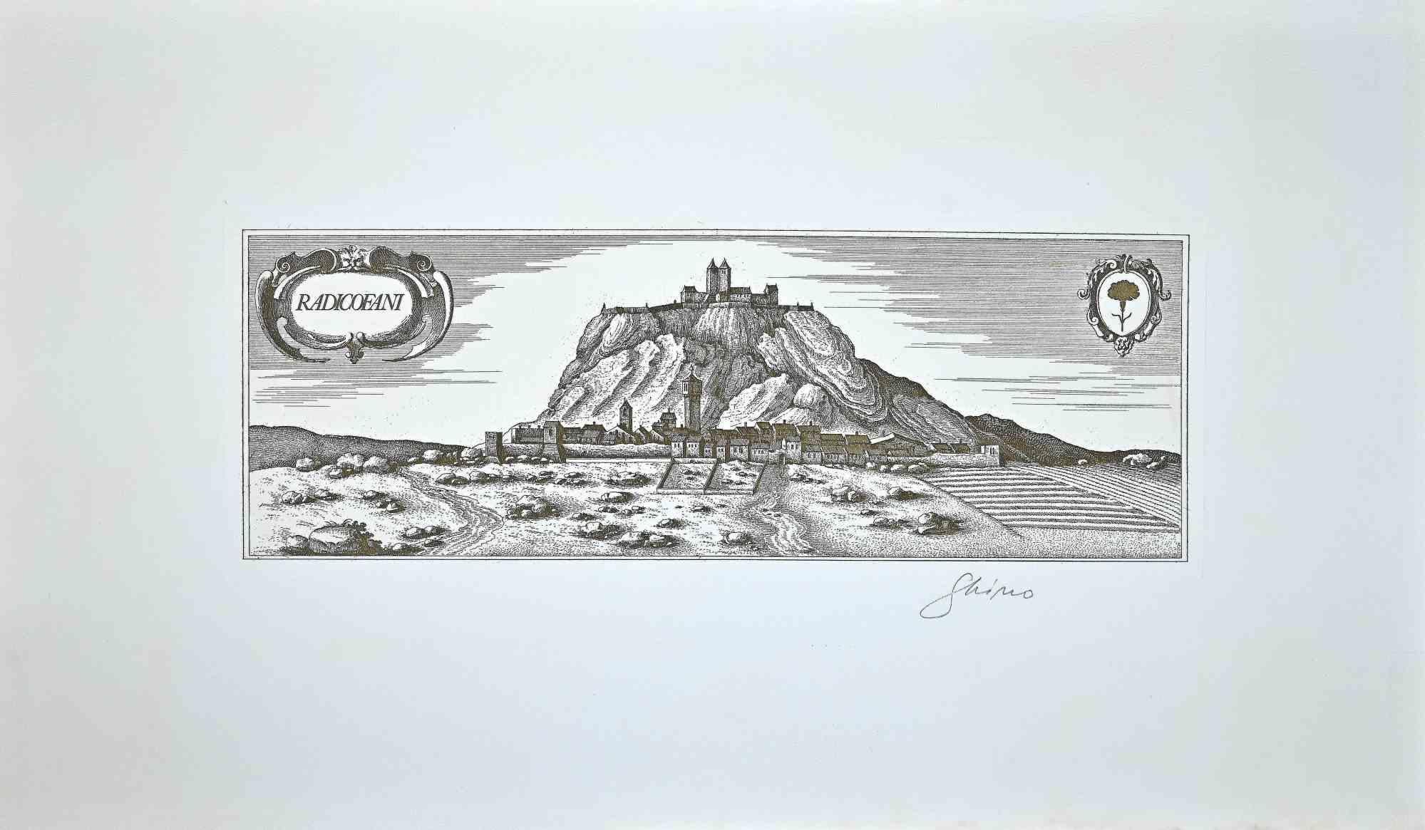 Radicofani es una obra de arte contemporáneo original realizada por Bettino Craxi en los primeros años de la década de 1980. 

Grabado original sobre cartón. 

Buenas condiciones. 

Precioso grabado que representa el pueblo italiano Radicofani, la