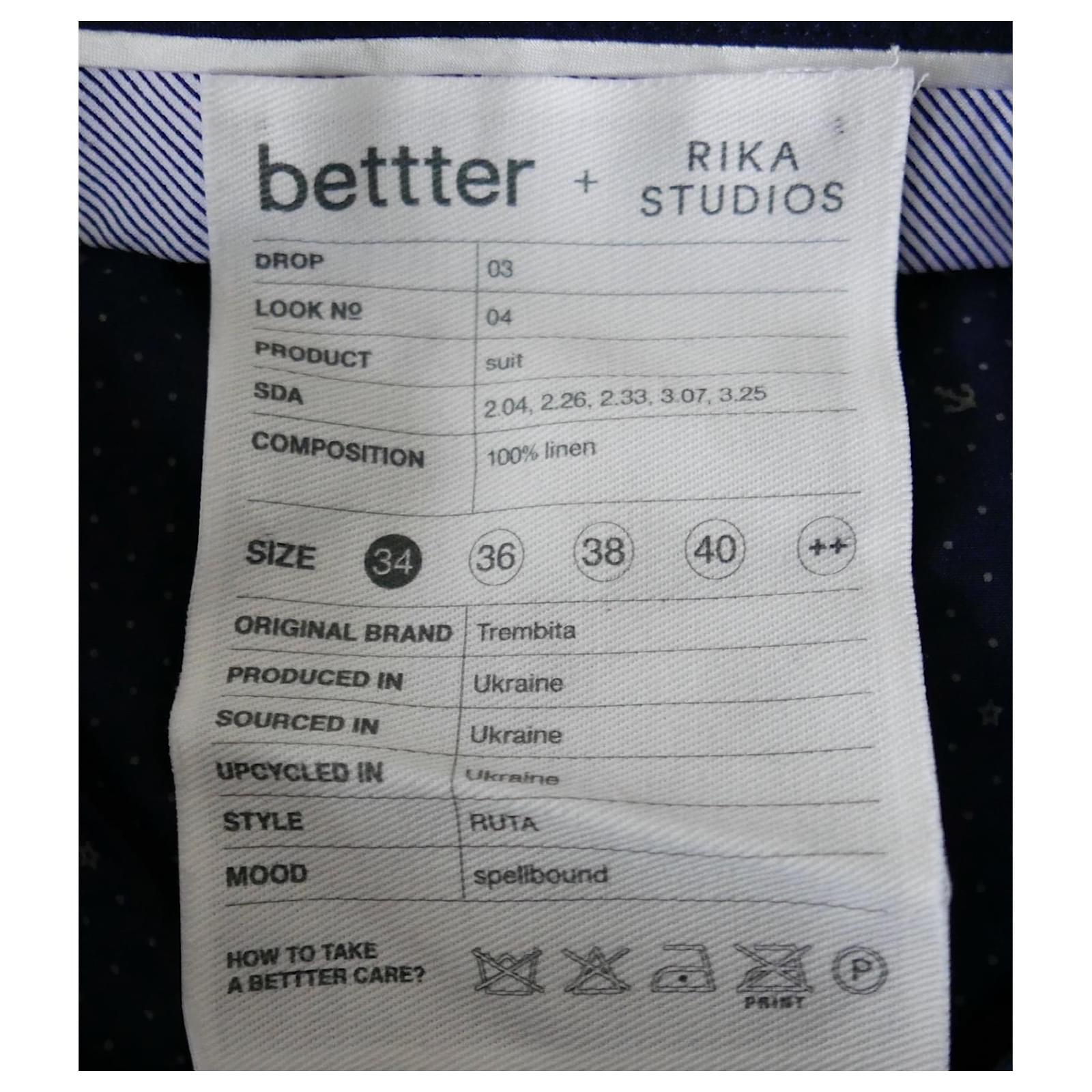 Pantalon en lin bleu marine Bettter x Rika Studio en vente 2