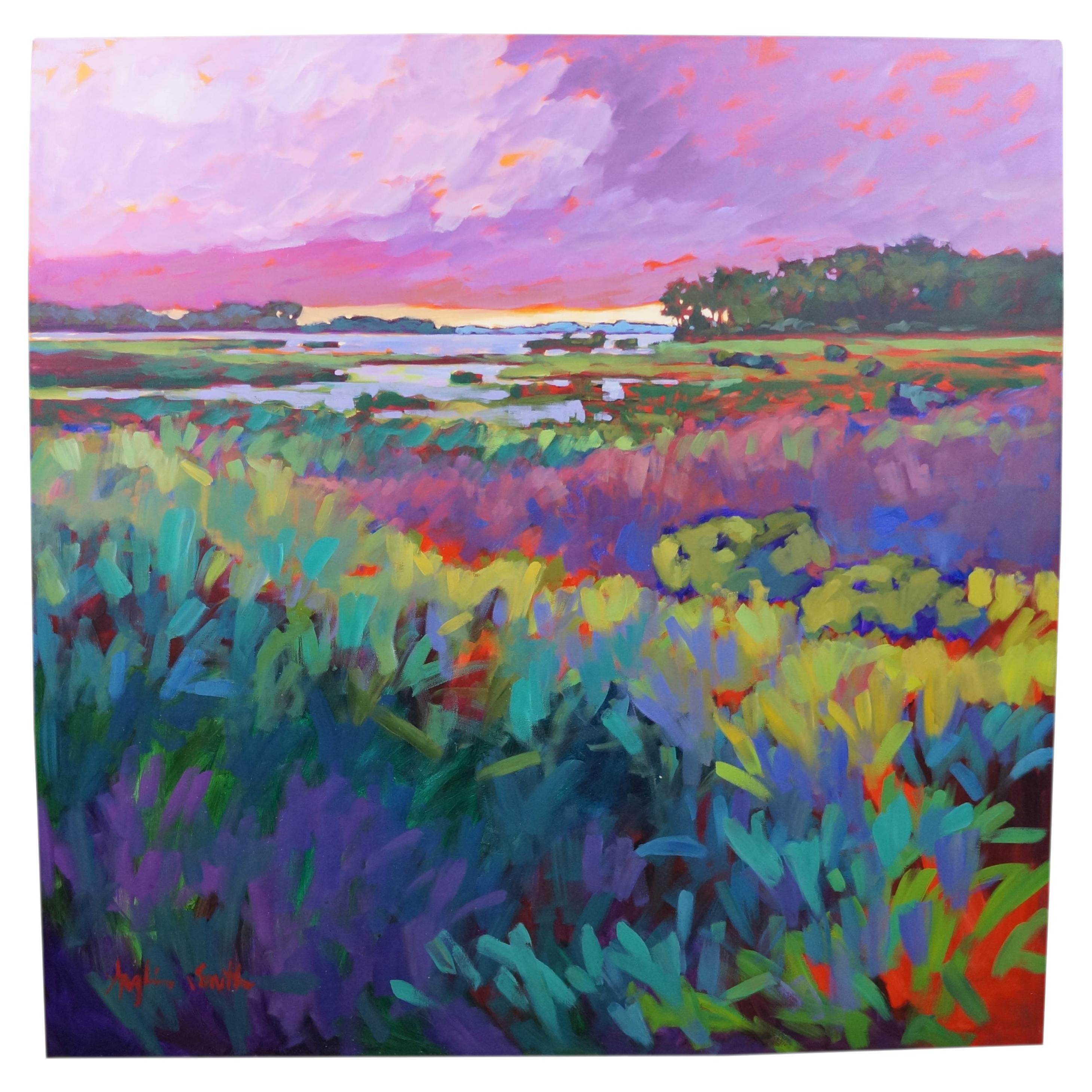 Betty Anglin Smith 'Ashepoo Marshland' 1998 Oil Painting Canvas 50"
