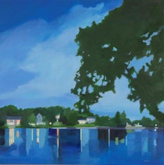 Across Farm Creek, Wasserlandschaft, Reflektionen, Blau, Wasser, Landschaft, Gemälde