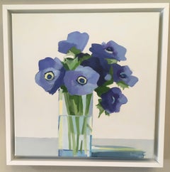 Blaue Mohnblumen, Blau, Mohnblumen, Malerei, Blumen, Muttertag, Vase, Ölgemälde
