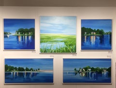 By The Water's Edge, Wasserlandschaft, Blau, Wasser, Landschaft, Gemälde