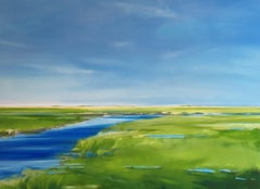 Early on the Marsh, Landscape, Waterscape, Reflections, Blue, Water, 