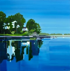 I Hear The Oyster Catcher Again, Reflection, Blau, Wasser, Landschaft, Gemälde