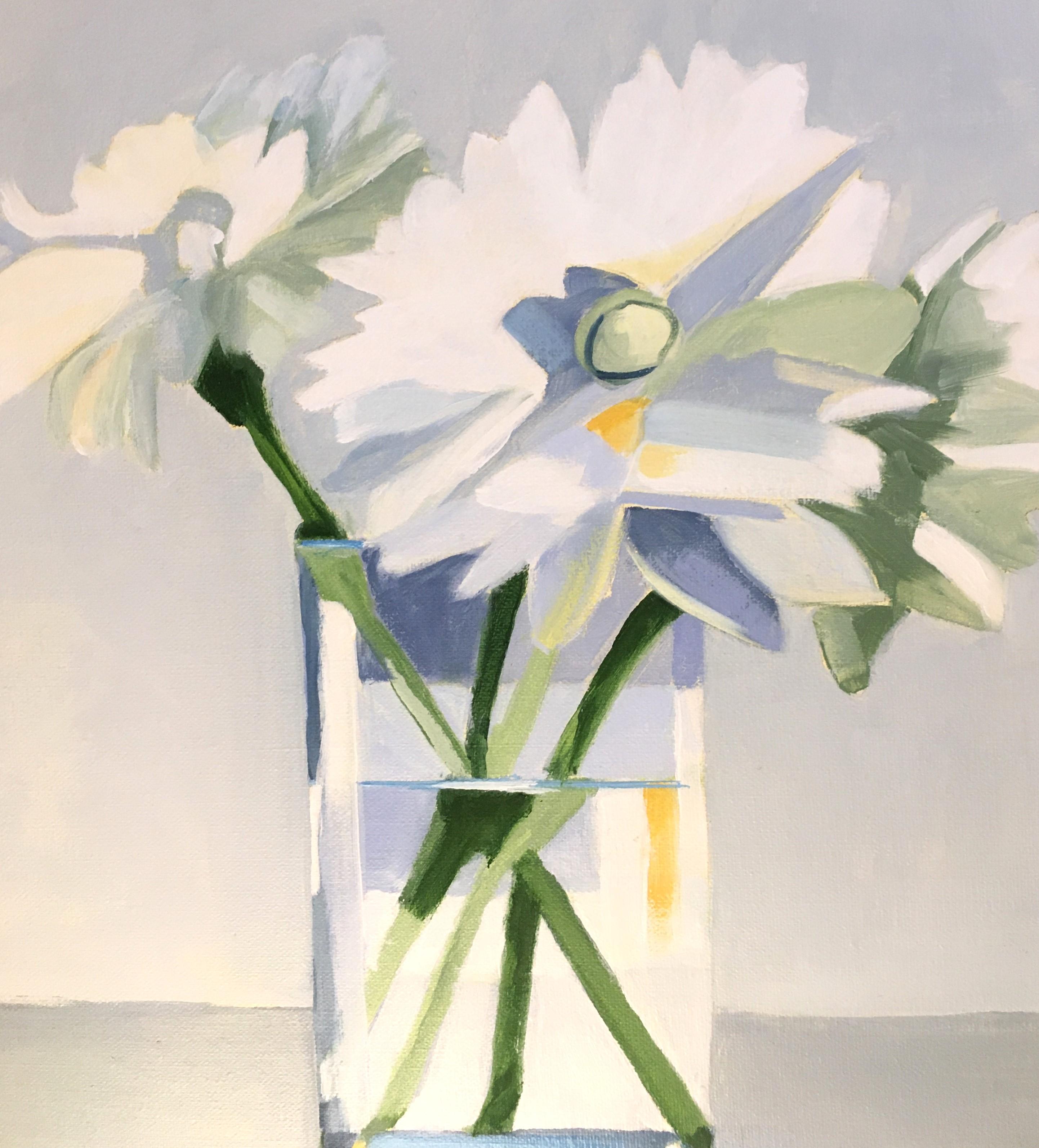 Marguerite, Gemälde, weiße Blumen, gelbe, Muttertag, Vase, Ölgemälde (Zeitgenössisch), Painting, von Betty Ball