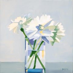 Marguerite, Peinture, Fleurs blanches, Jaune, Fête des mères, Vase, Peinture à l'huile