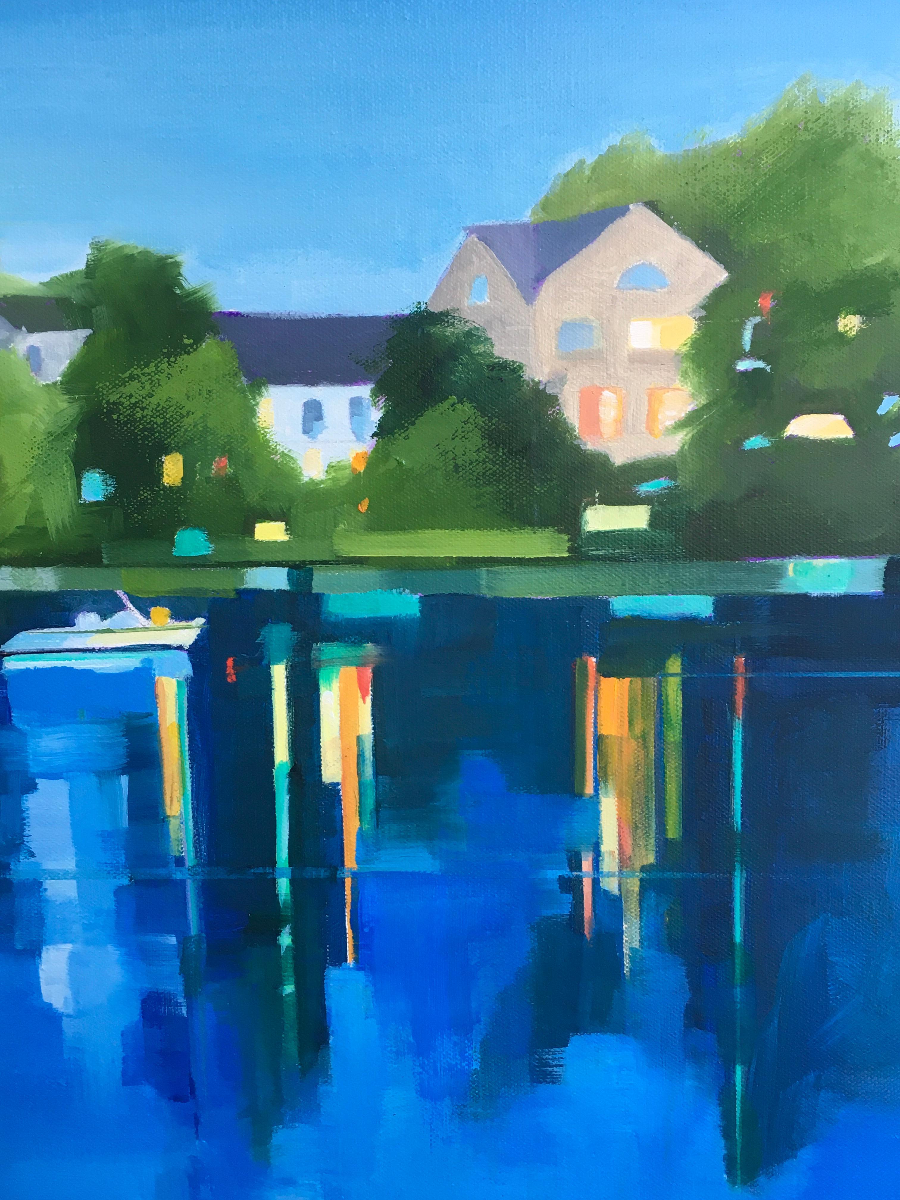 Summer Bluff by Betty Ball is part of her Land and Sea series.  It is Oil on Canvas, 30x30.  It is $2,450.  It is a beautiful landscape and waterscape filled with light, water and grassy landscapes.

Betty Ball received her BFA from the Rhode Island