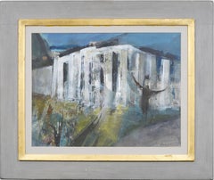 Esposizione di grandi dimensioni con cornice Vintage Modern Cityscape Abstract Landscape Oil Painting