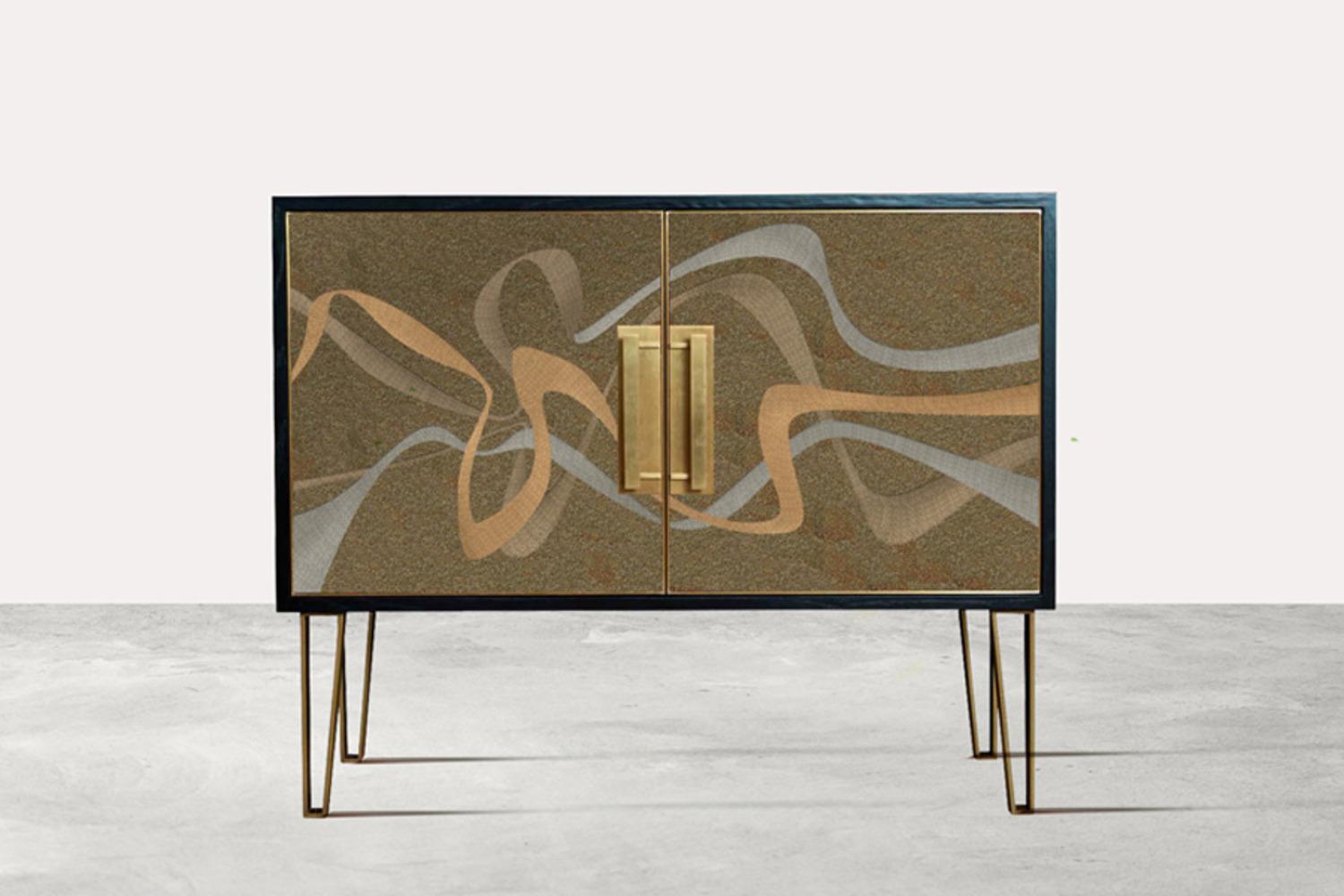 Betty Cabinet Bronze Swirl - hand embroidered haute couture furniture For Sale 2