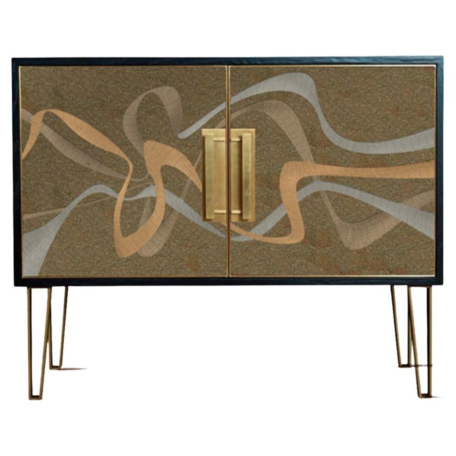 Betty Cabinet Bronze Swirl - hand embroidered haute couture furniture For Sale