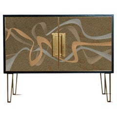 Betty Cabinet Bronze Swirl - hand embroidered haute couture furniture