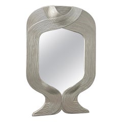 Betty Cobonpue Large Pencil Reed Wall Mirror in Silver Leaf Finish