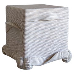 Betty Cobonpue Sculptural Split Reed Lidded Storage Chest or Side Table, 1980s