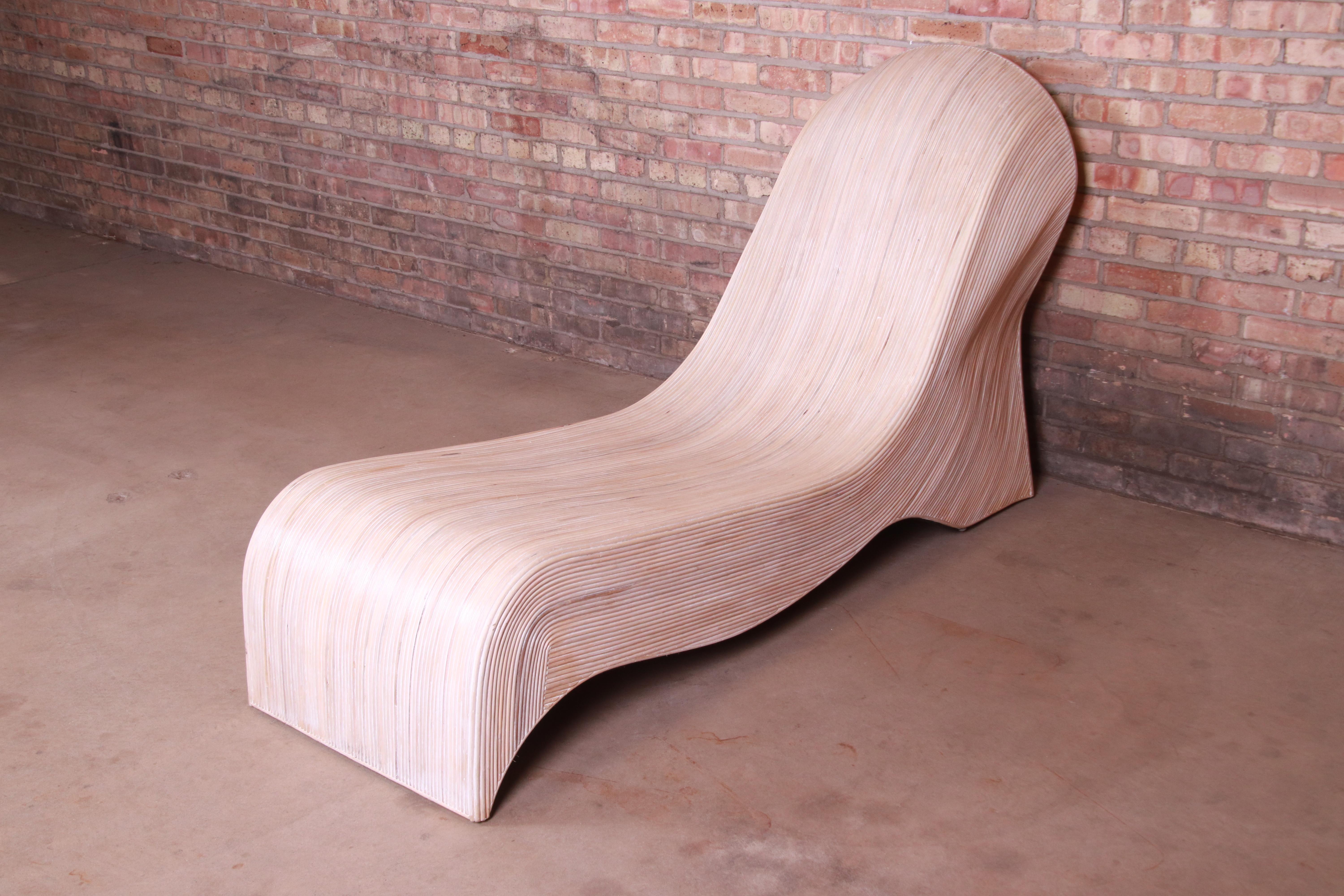 Organic Modern Betty Cobonpue Sculptural Split Reed Rattan Chaise Lounge For Sale
