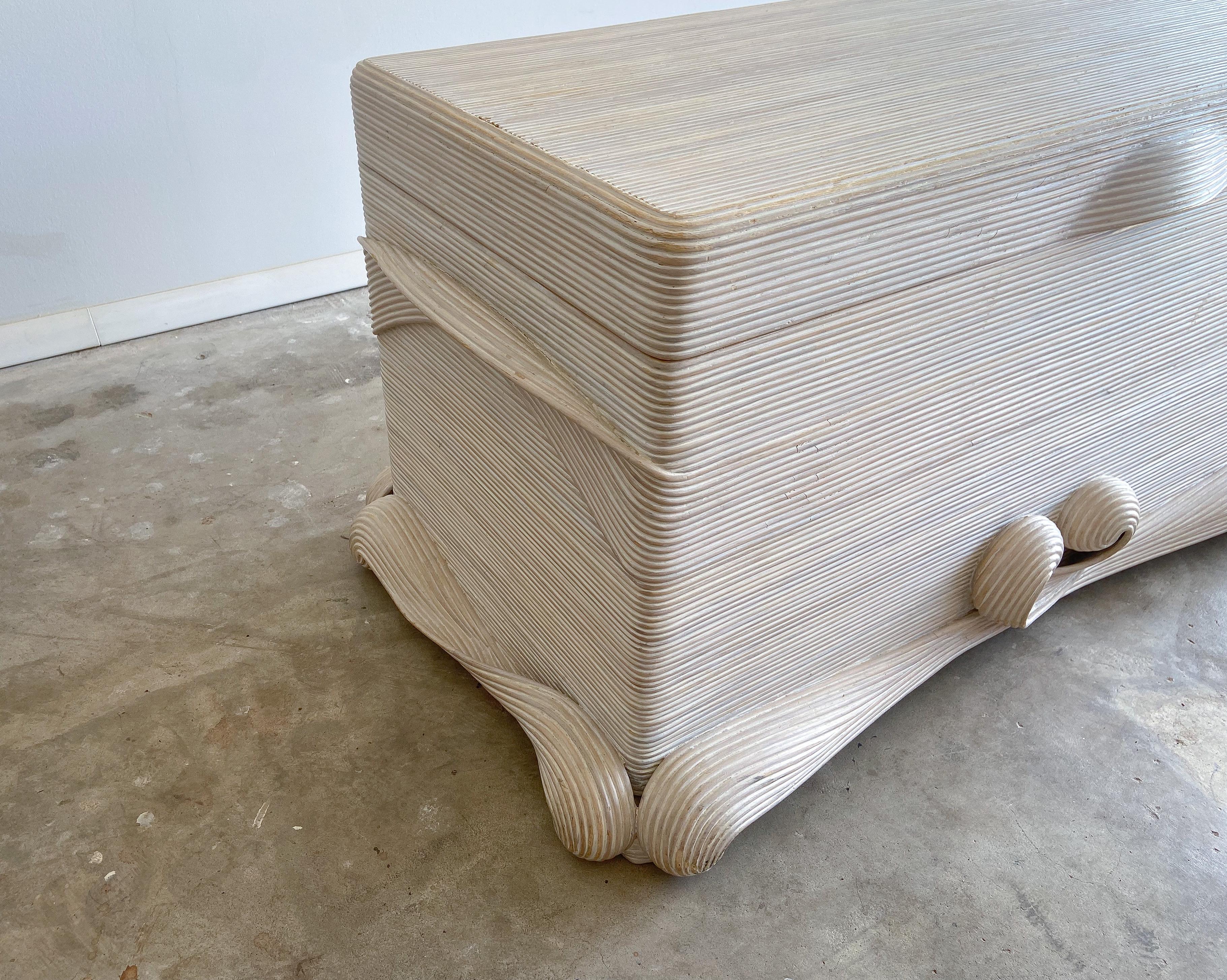 Hand-Crafted Betty Cobonpue Sculptural Split Reed Storage Chest, 1980s
