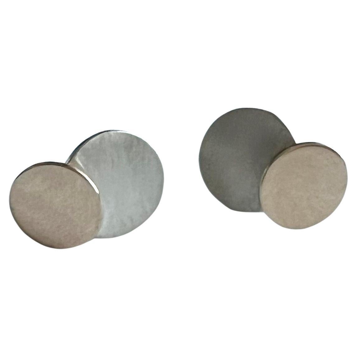 Women's Betty Cooke 14K Gold Sterling Silver American Modernist Circle Dot Earrings