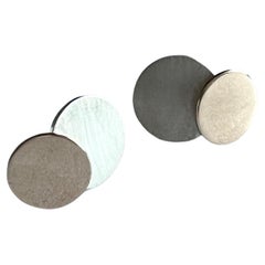 Betty Cooke Pendientes de plata de ley de 14 quilates de Modernismo Americano Dot Dot Circle