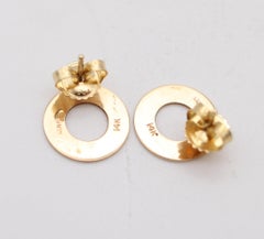 Betty Cooke 1970 Orecchini geometrici circolari modernisti in oro giallo 14Kt