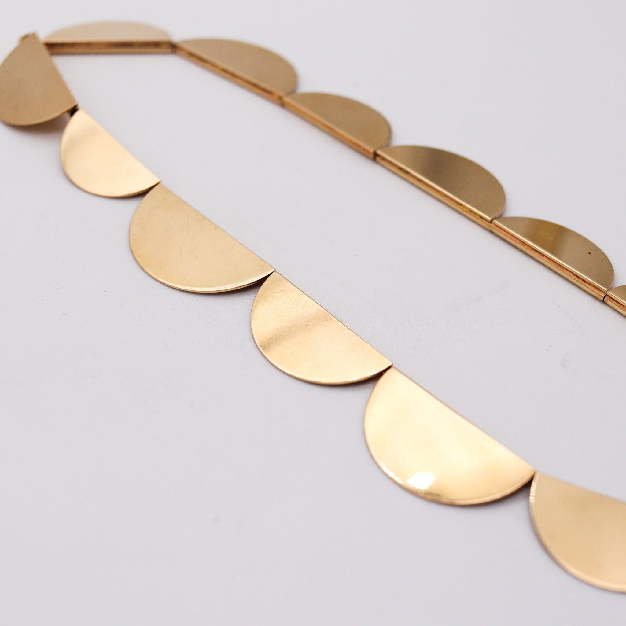 De las mujeres Collar Semicírculos Geométricos BETTY COOKE 1980 En Oro Amarillo De 14Kt en venta