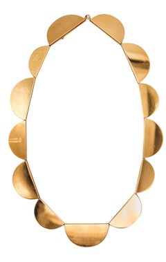 Collar Semicírculos Geométricos BETTY COOKE 1980 En Oro Amarillo De 14Kt