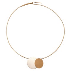 BETTY COOKE 1980 Geometric Wired Necklace-Brooch In 14Kt Gold & Sterling