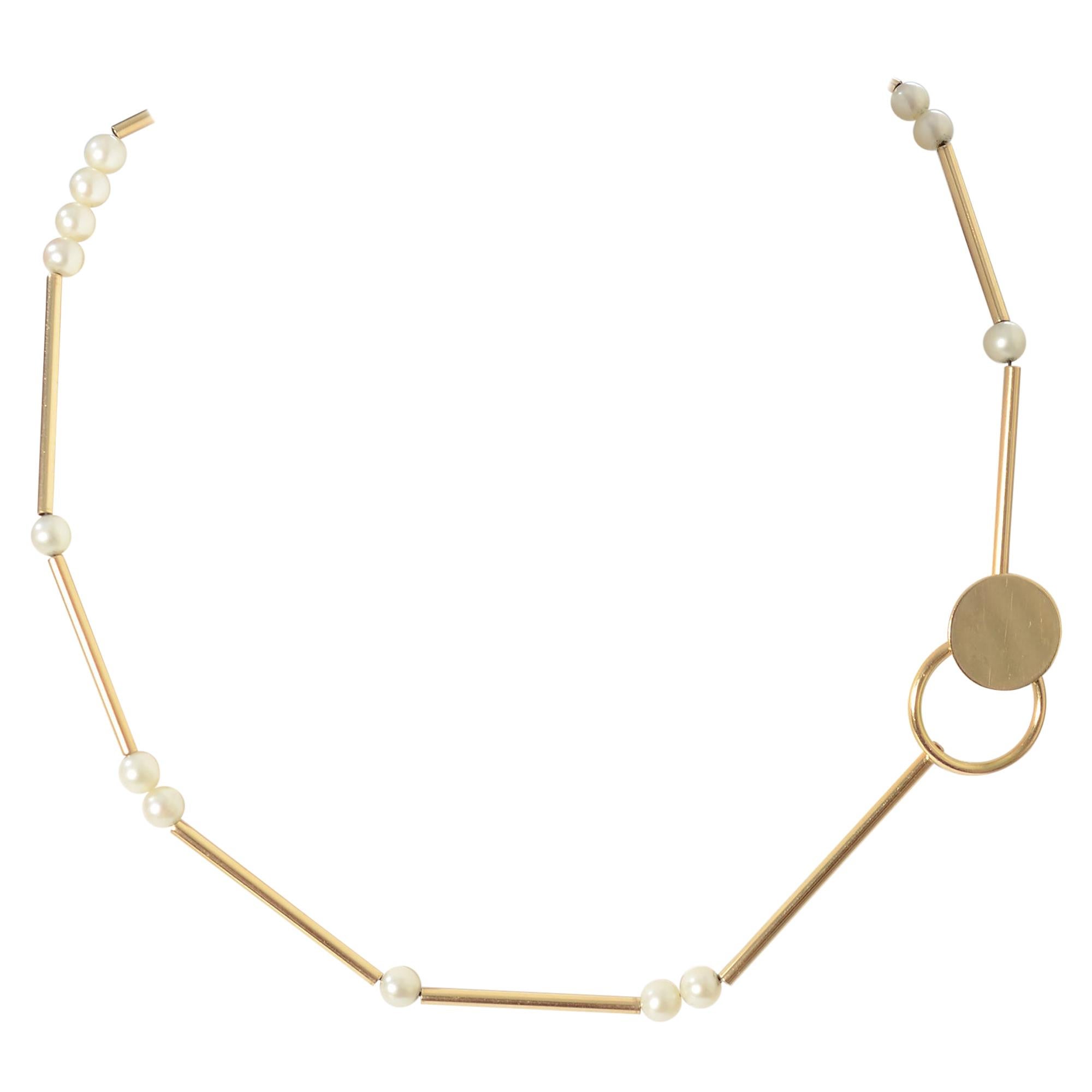 Betty Cooke Gold and Pearl Choker Necklace