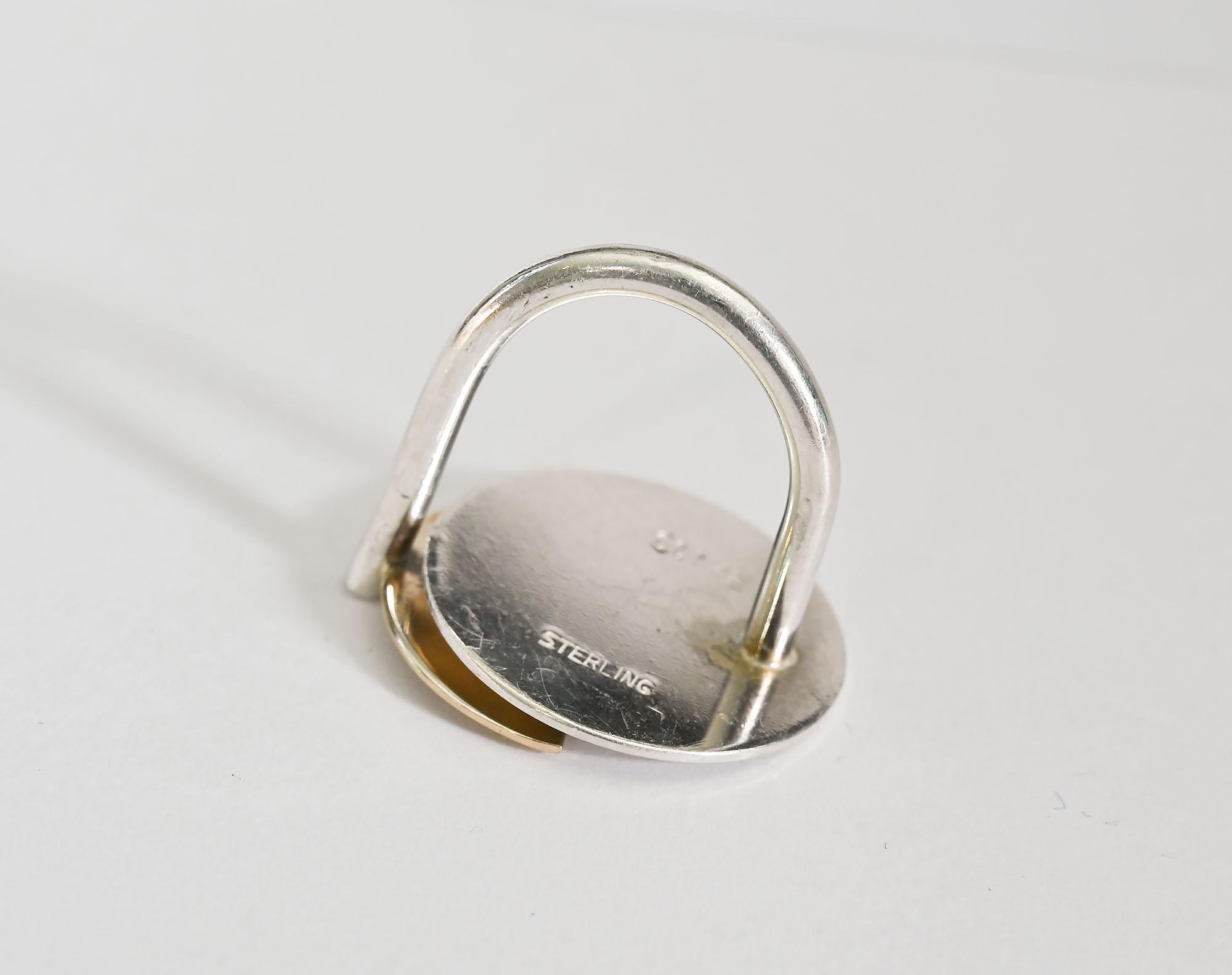 Betty Cooke Gold and Silver Half Circles Ring 1