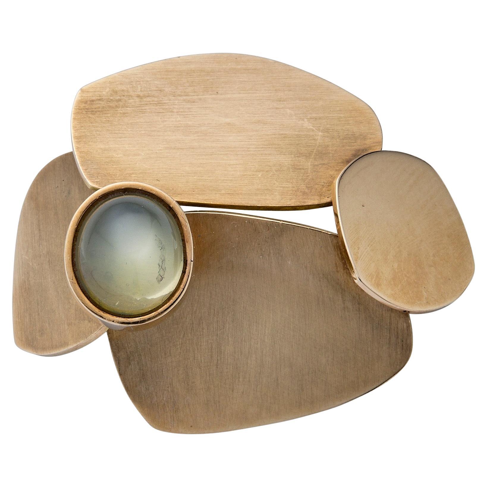 Betty Cooke Gold Brooch with Moonstone For Sale