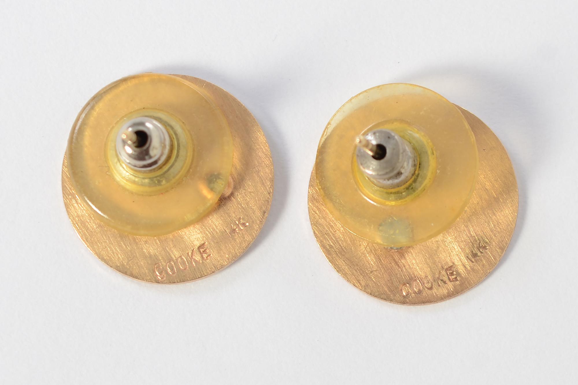 Betty Cooke Goldscheiben-Ohrringe mit Diamant (Rundschliff)