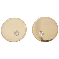 Betty Cooke Gold Disc Earrings with Diamond