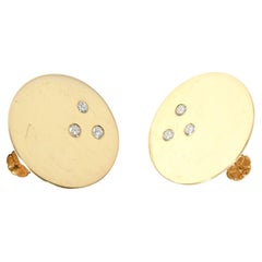 Betty Cooke Gold Disc Earrings with Diamonds