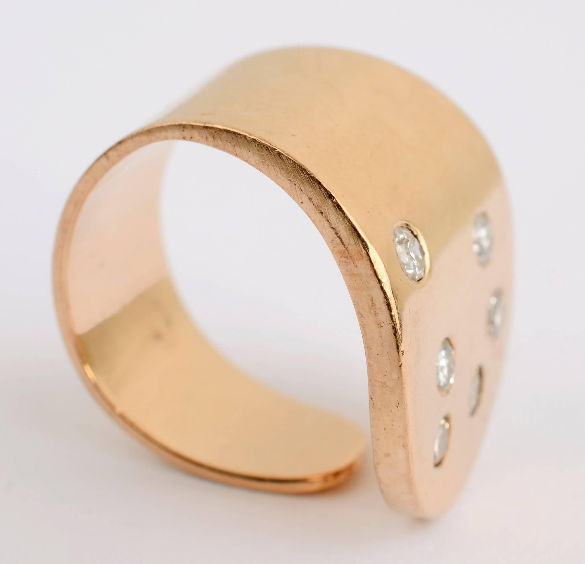 Modernist Betty Cooke Gold Ring with Diamonds