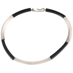 Betty Cooke Sterling Silver Acrylic Choker Necklace