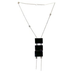 Betty Cooke Sterling Silver Black Onyx American Modernist Necklace