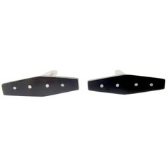 Betty Cooke Sterling Silver Exotic Wood Mid Century American Modernist Cufflinks