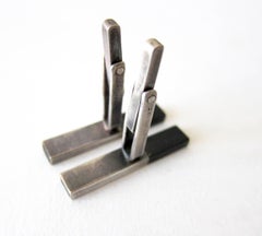 Betty Cooke Boutons de manchette modernistes en argent sterling et bois exotique