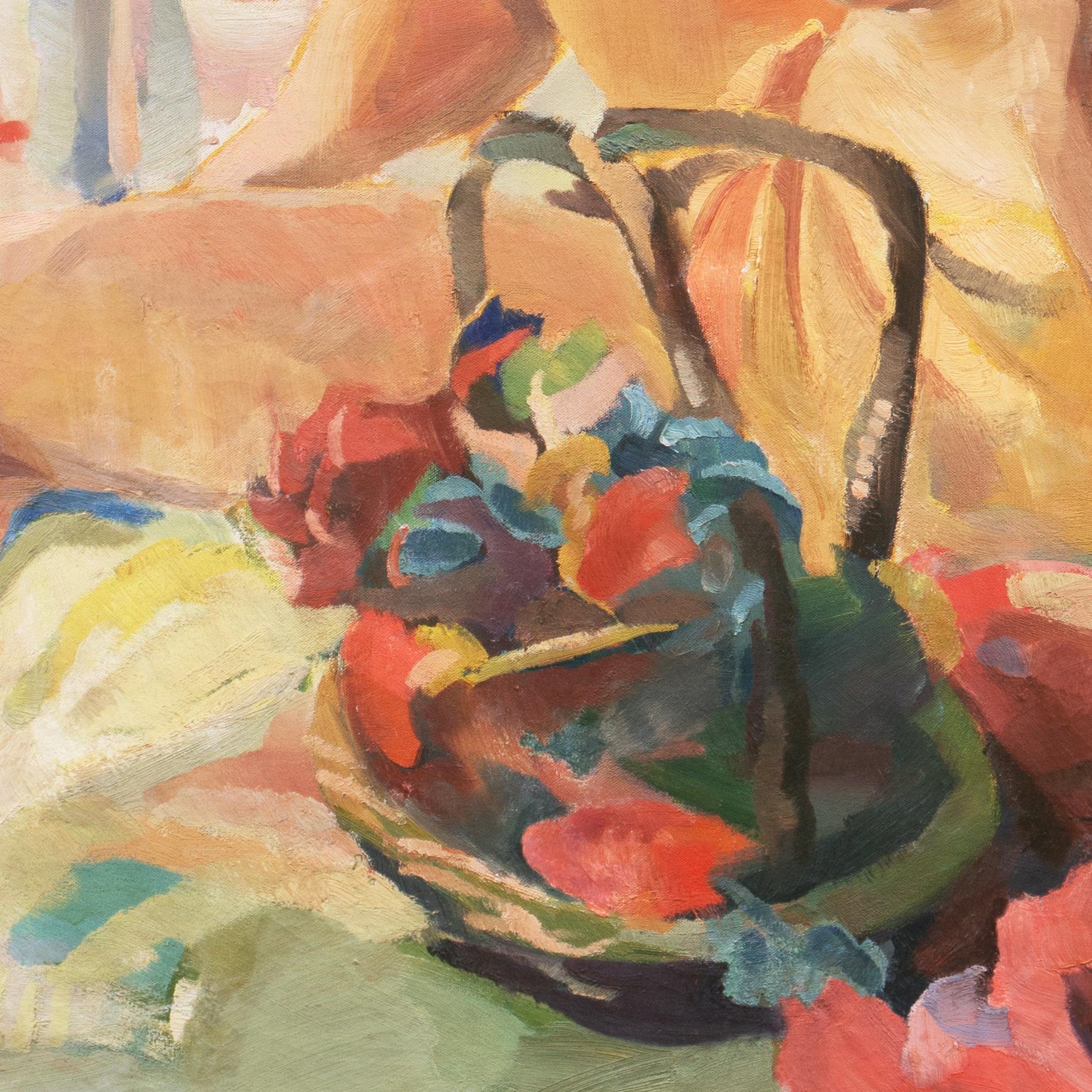 'Nude Seated by a River', Post Impressionist Figural Oil, PAFA, Woman Artist - Brown Nude Painting by Betty Corson Ellis
