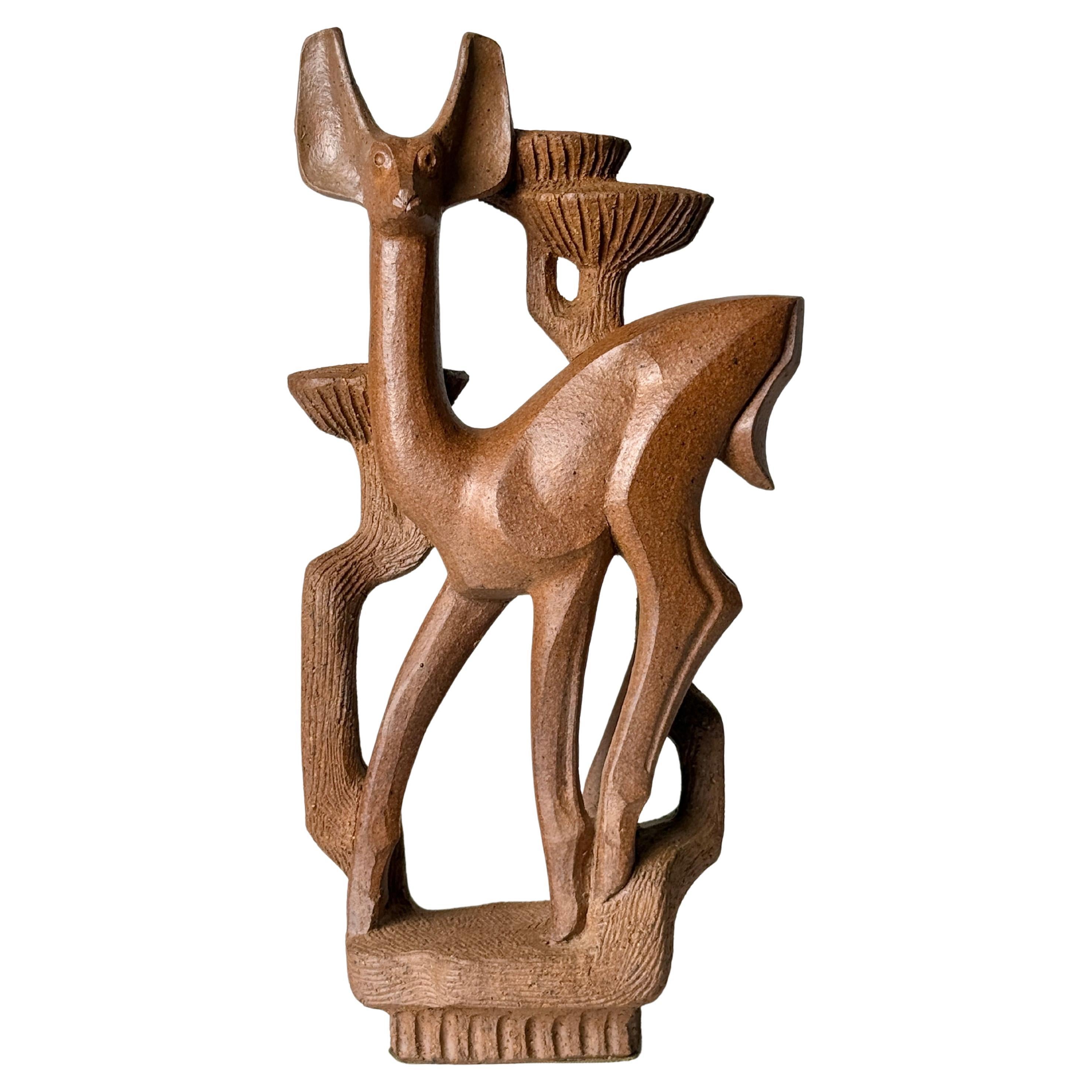 Scultura modernista di cervo in ceramica di Betty Davenport Ford, California moderna, anni '50