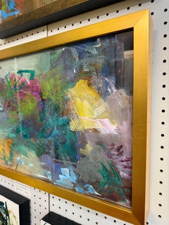 Under Water, Mixed Media Abstract Painting, Pastel & Archival Ink, 19x14, Framed