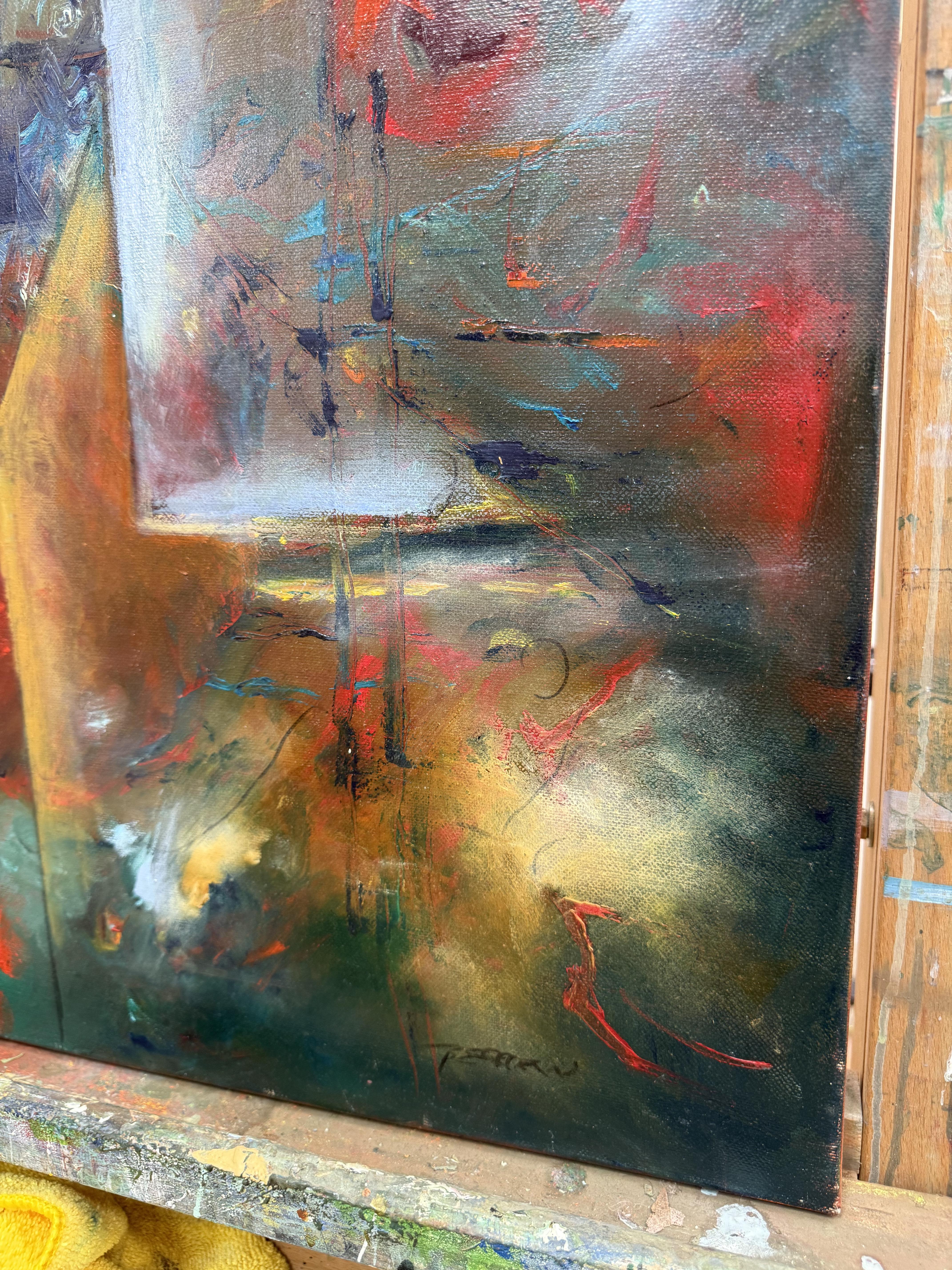 Bedside Table - Abstract Impressionist Painting by Betty Efferson