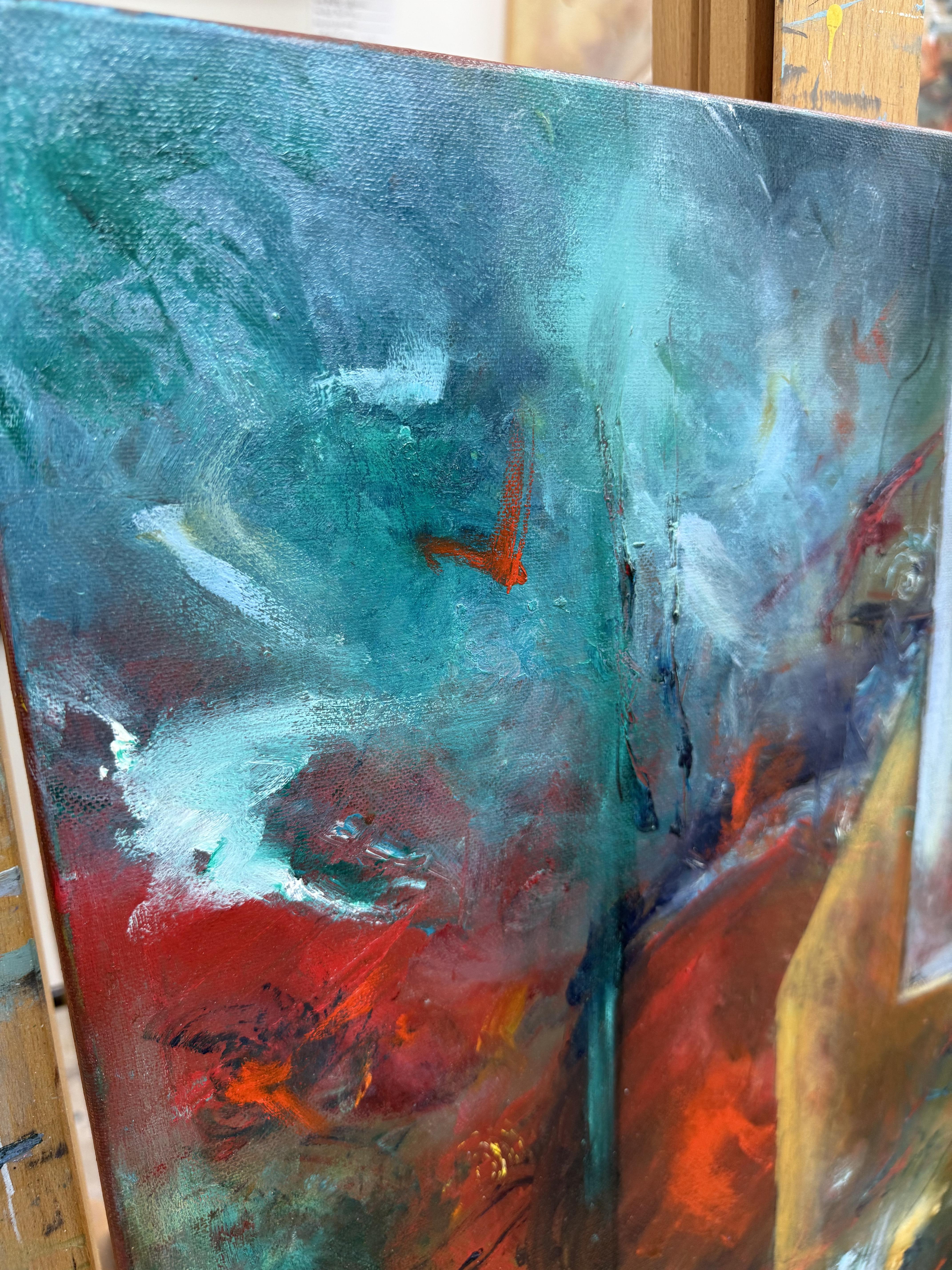 I intuitively paint each of my paintings based on my mood of the day or at that moment. I never know what I am going to create until I see the end result. Sometimes it is a colorful, jumbled mess. Or, I create bright and vibrant landscapes full of