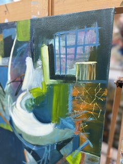 Behind the Door, Acrylic Abstract Painting, Geometric Style, 24x18