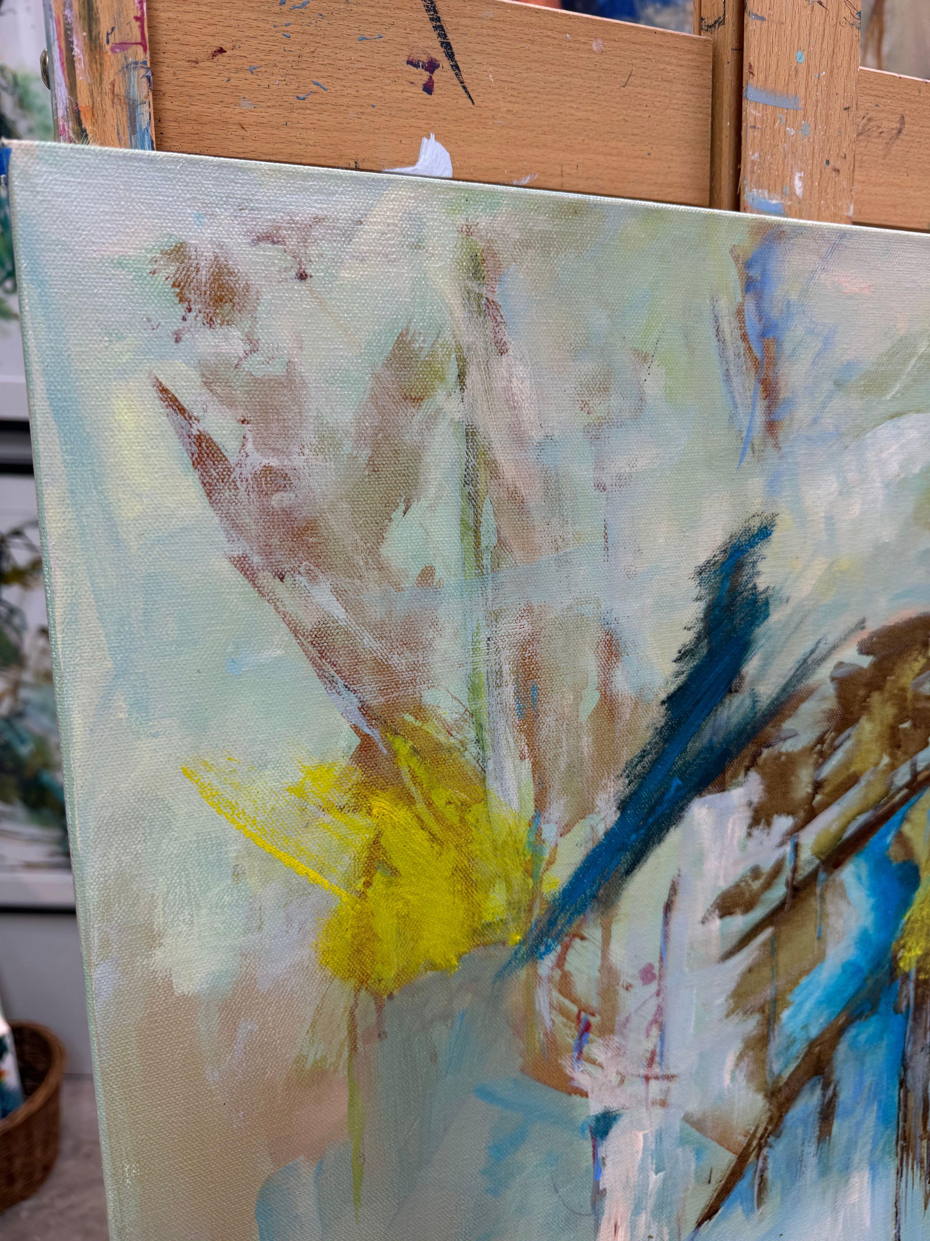 Dipingo intuitivamente ogni mio quadro in base al mio stato d'animo del giorno o del momento. Non so mai cosa sto per creare finché non vedo il risultato finale. A volte è un pasticcio colorato e confuso. Oppure, creo paesaggi luminosi e vibranti,