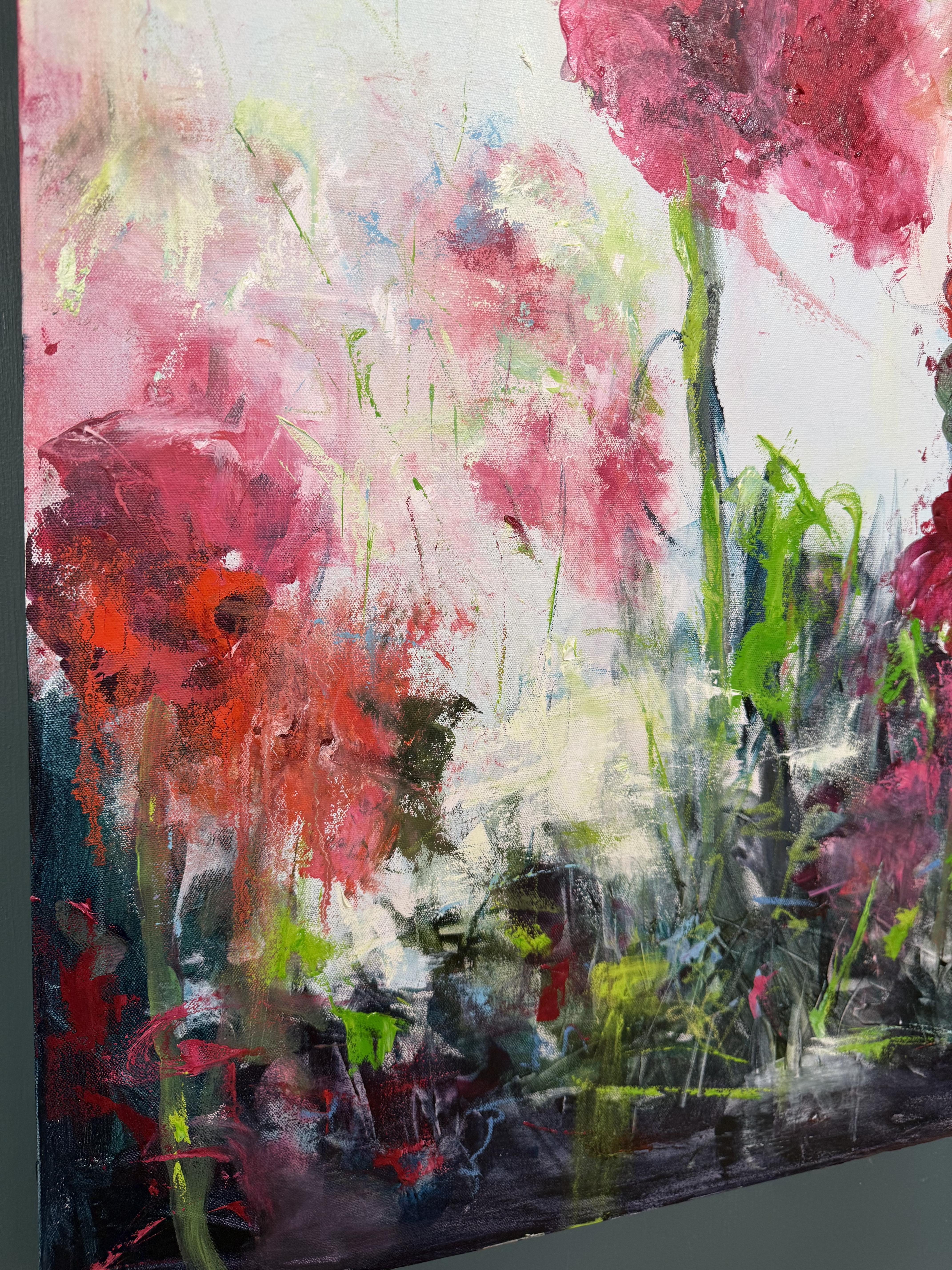 Blowing in the Wind - Gray Abstract Painting by Betty Efferson