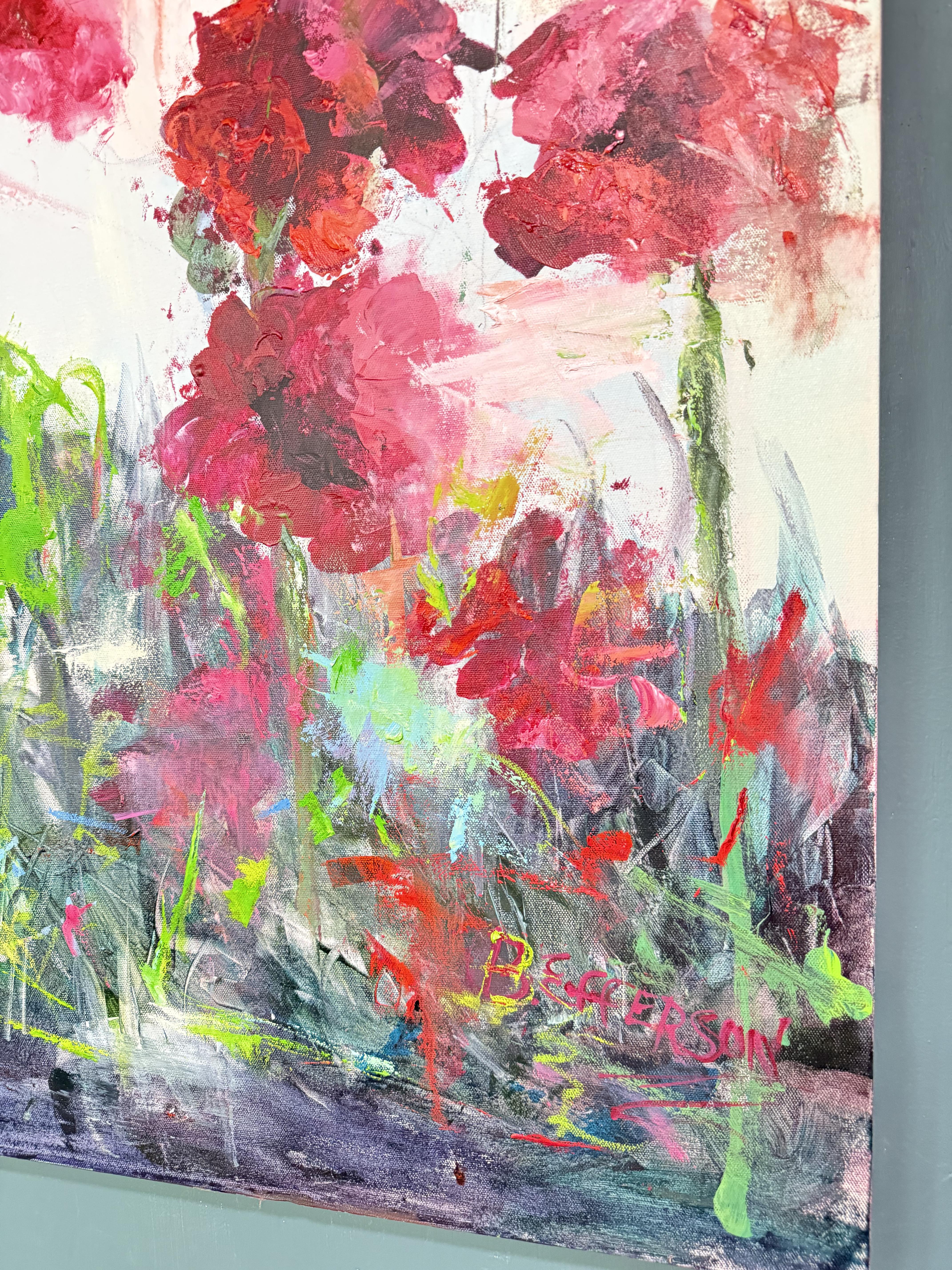 I intuitively paint each of my paintings based on my mood of the day or at that moment. I never know what I am going to create until I see the end result. Sometimes it is a colorful, jumbled mess. Or, I create bright and vibrant landscapes full of