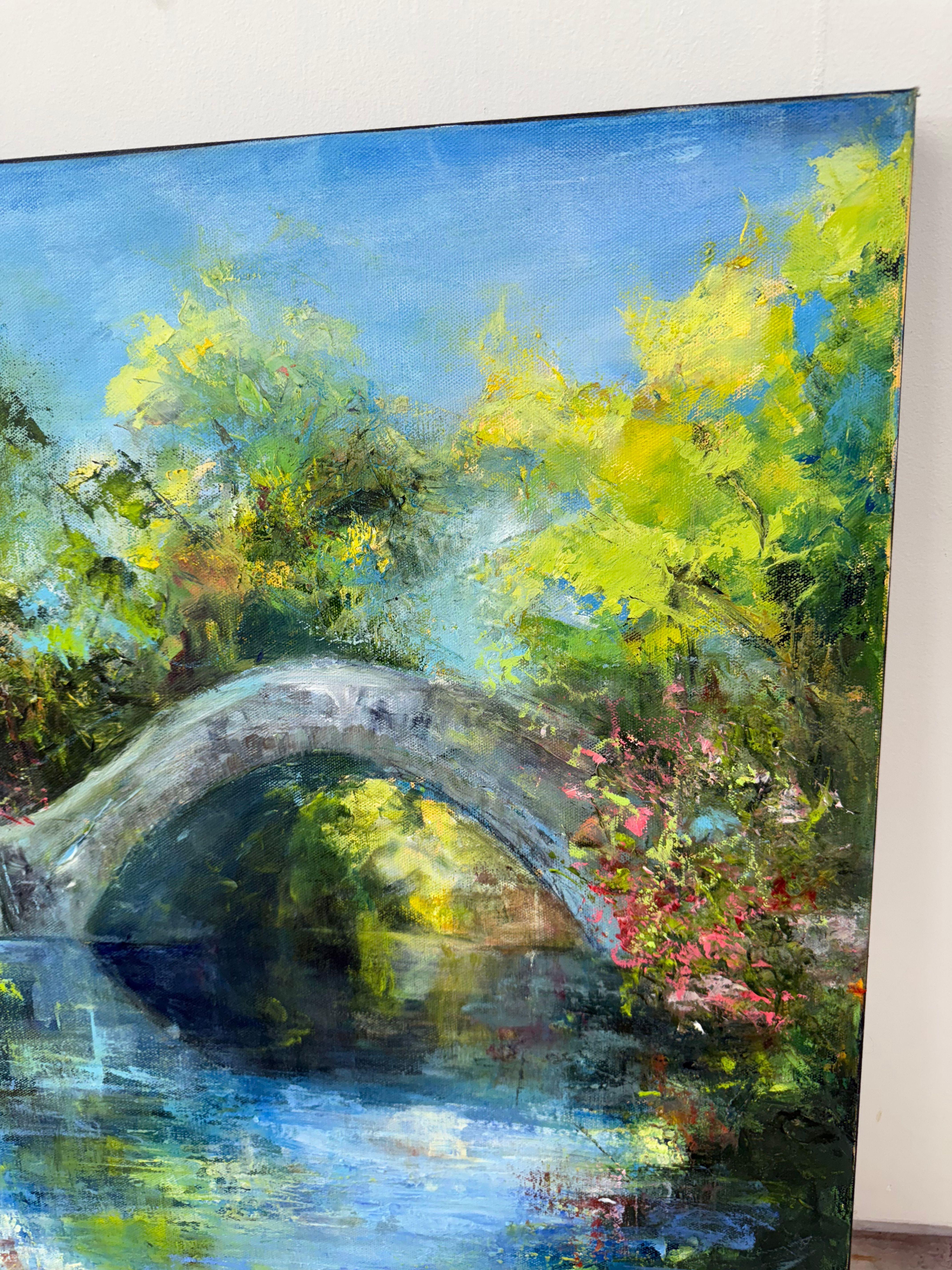 City Park Bridge - Abstract Painting by Betty Efferson