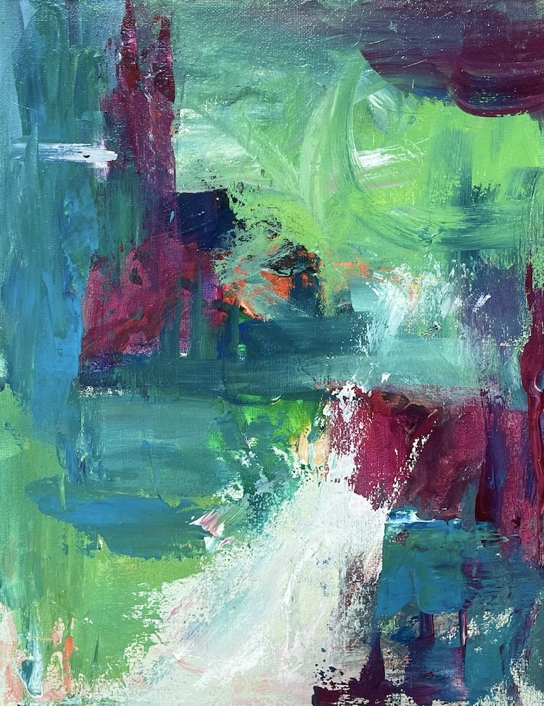 Evening Hues, Abstract Acrylic Painting on Canvas, 14x11, Modern